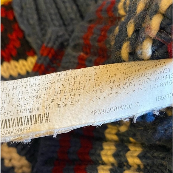 Zara Man Chunky Heavy Sweater Men’s Size XL Cowl Neck Fisherman's Acrylic Wool - Picture 15 of 16